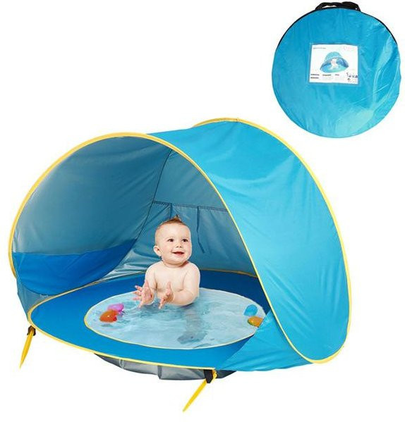 DHDH Baby-Strandzelt TD1076A mit integriertem Pool, wasserdichtes Pop-Up-Zelt mit UV-Schutz für Kinder, Farbe: Blau - Bild 1