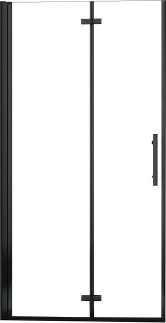 AICA Duschwand Walk In Falttür aus Nano ESG Glas in Schwarz und Transparent, B: 120 cm, H: 195 cm, Glasstärke: 6 mm - Bild 1