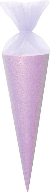 Rico Design Schultüte Rohling aus Papier mit Tüllverschluss und Glitter in Violett, Höhe: 35,0 cm - Bild 1