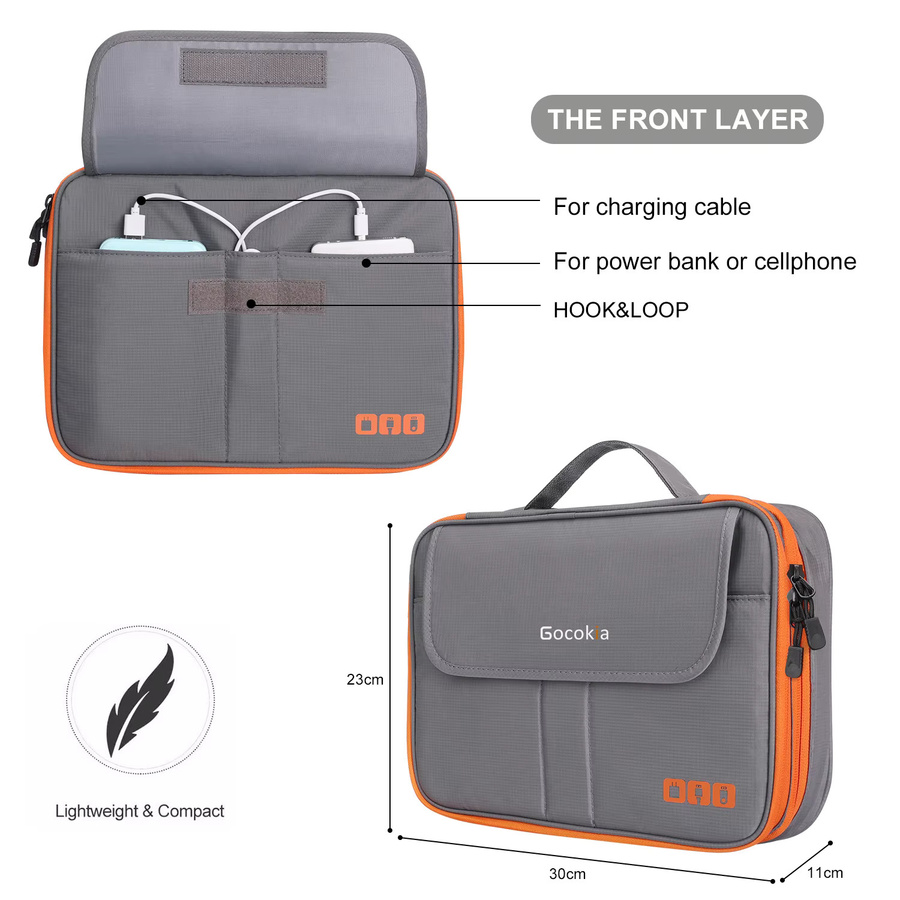 Acoki Reise-Organizer-Tasche für elektronisches Zubehör in Grau mit großer Kapazität für iPad, iPhone und Kabel - Bild 5