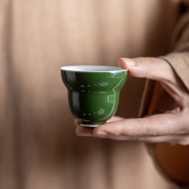 PDQ Teetasse aus Keramik im chinesischen Stil, Grüne Gongfu-Teetasse für Zen und Meditation - Bild 1
