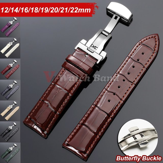 Uhrenarmband Leder, Schmetterlingsverschluss, Unisex - Bild 1