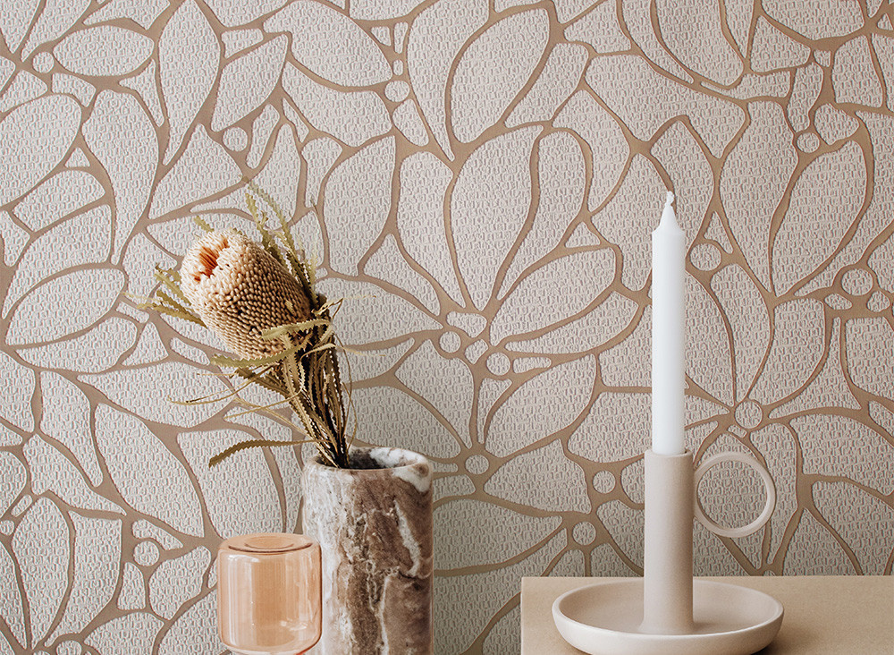 Jannelli & Volpi Wallpaper Kunst 25620 in Beige mit abstraktem Botanical-Design und Art Nouveau-Stil aus Vinyl - Bild 1