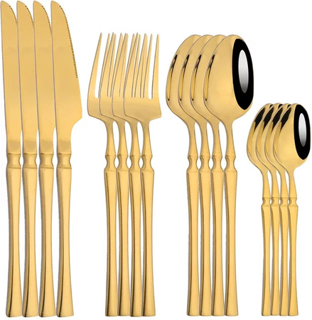 16-teiliges Besteck-Set aus Edelstahl von JANKNG in Silber oder Gold, poliert mit Messern, Gabeln, Löffeln und Teelöffeln