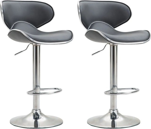 CLP 2er Set Barhocker Las Vegas in Grau mit Chrom-Gestell aus Kunstleder - Bild 1