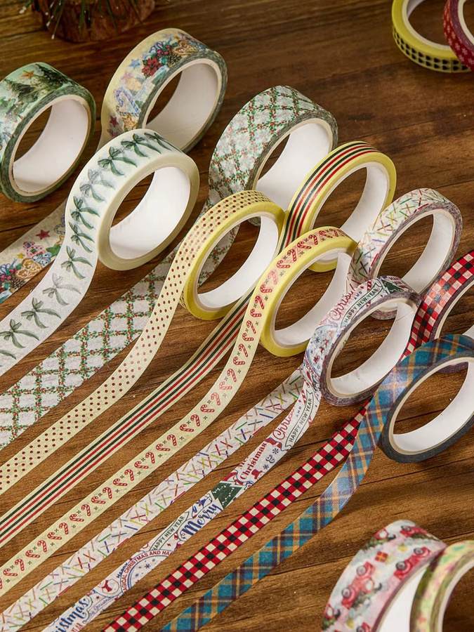 30 Rollen Weihnachts-Washi-Tape-Set in Multicolour mit Lebkuchenmann-Muster für Scrapbooking und DIY-Geschenkverpackungen - Bild 4