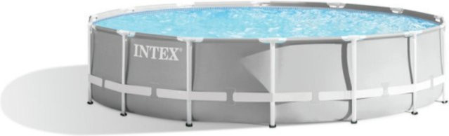 Intex Frame Swimming Pool Set Prism Rondo II, runder Pool in Blau mit Kartuschenfilteranlage, Sicherheitsleiter, Abdeckplane und Bodenschutzplane, Durchmesser: 427 cm, Höhe: 107 cm - Bild 1