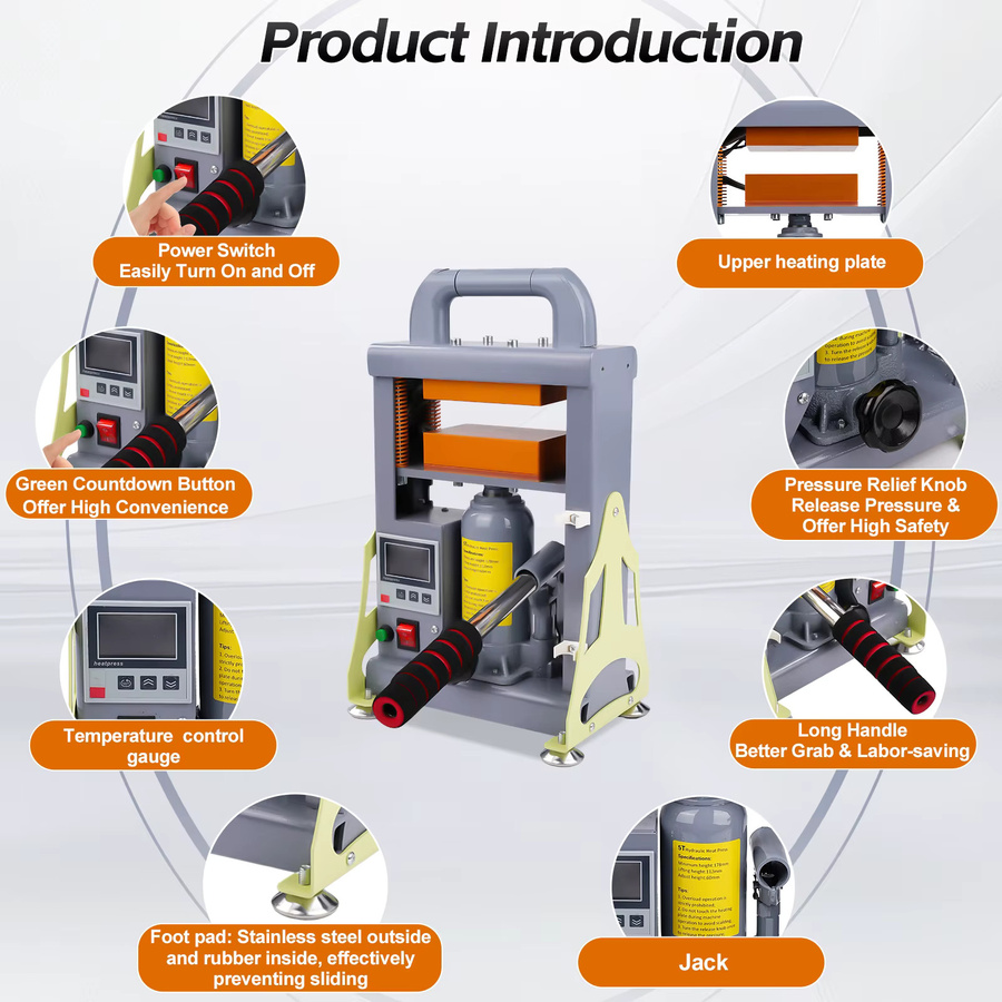 Creality Manuelle hydraulische Transferpresse mit 5 Tonnen und Doppelheizplatte in Grau - Bild 6