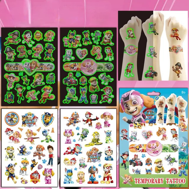 Paw Patrol Geschenkbox Set, Leuchtende Tattoo Aufkleber - Bild 1
