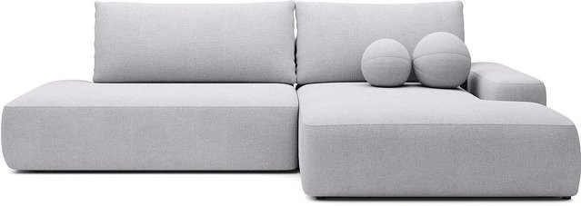 Vente-unique Schlafsofa Daviso in Lichtgrau mit L-Form und Stoffbezug, Breite: 276 cm - Bild 1