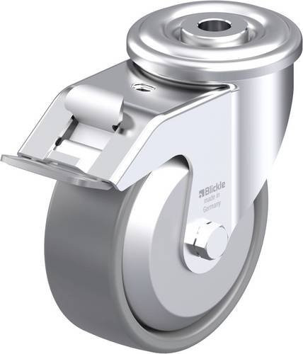 Blickle LER-PO 100KA-FI-ELS-FA Stahlblech-Lenkrolle in Silber mit 100 mm Rad-Durchmesser und 150 kg Tragfähigkeit - Bild 1