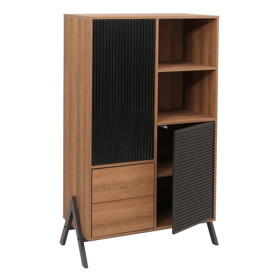 MCW Hochschrank MCW-O40 in Braun mit Türen und Schubladen, H x B x T: 138 x 79 x 40 cm - Bild 2