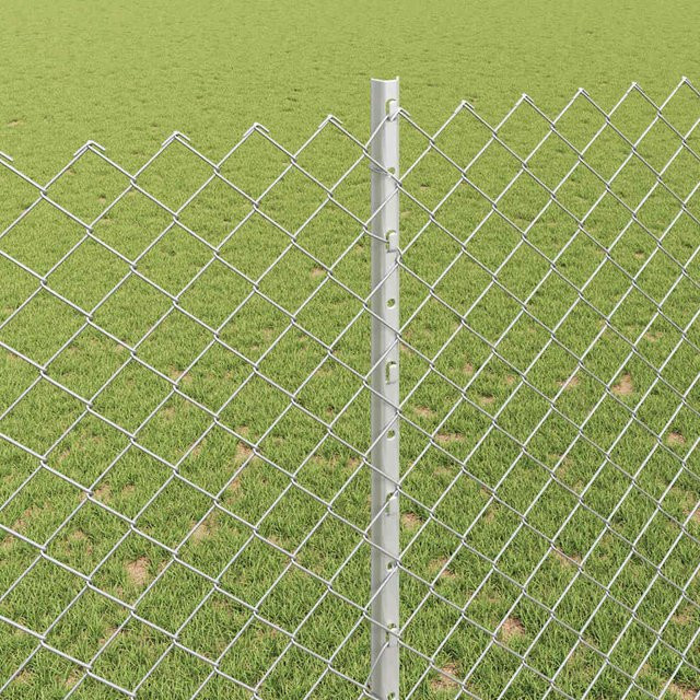 vidaXL Maschendrahtzaun mit Pfosten aus verzinktem Stahl in Silber, B: 10 m, H: 1,6 m - Bild 2