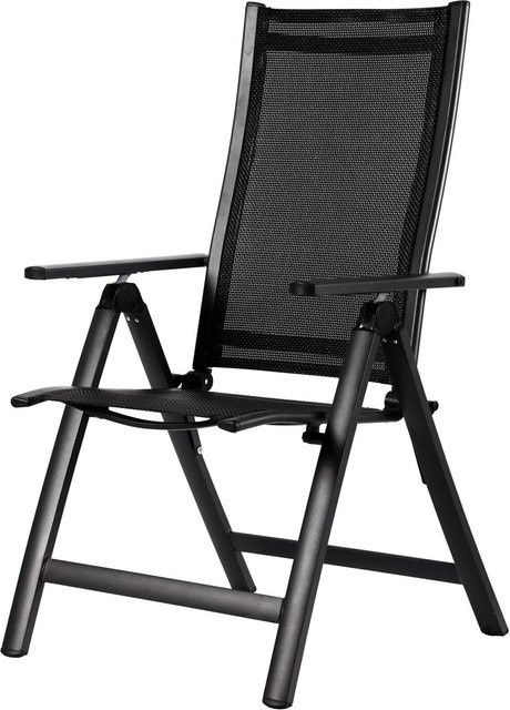 OUTFLEXX Klappstuhl aus Aluminium und Textilene in Anthrazit Matt/Schwarz, 7-fach verstellbar, B/T/H: 60 x 70 x 106 cm - Bild 1