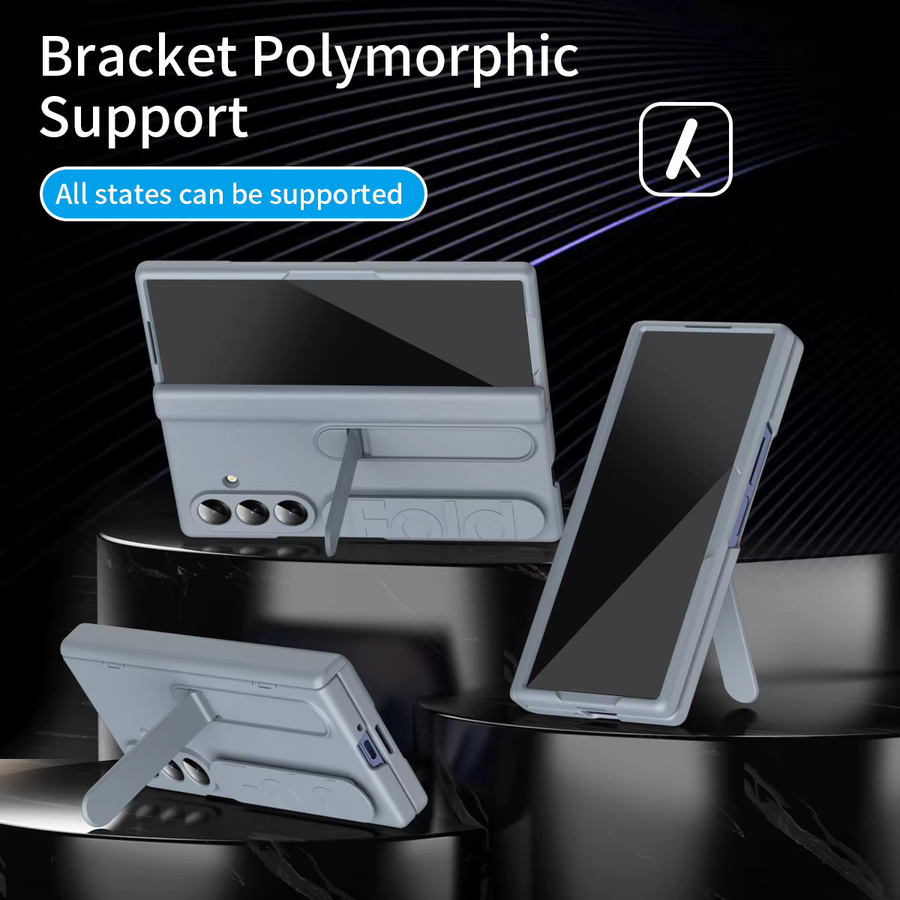 All-in-One Schutzhülle mit Schutzfolie und gehärtetem Glas für Samsung Galaxy Fold8 Ultra, Fold8, Fold7, Fold6, Fold5, Fold4 und Fold3 in Blau und Grau - Bild 5