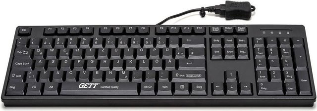 GETT Gerätetechnik CleanType Easy Basic Tastatur mit USB-Anschluss, QWERTZ Deutsch, Schwarz - Bild 1