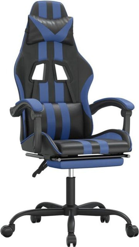 vidaxl Gamingstuhl mit Fußstütze aus Kunstleder in Schwarz und Blau - Bild 1