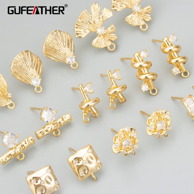 Gufeather Ohrringe, 18k Gold rhodiniert, Kupfer, Unisex - Bild 1