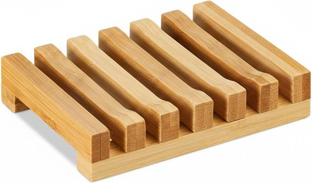 Relaxdays Seifenschale aus Bambus in Natur Braun B: 11,5 cm, T: 8,5 cm, H: 2,5 cm - Bild 1