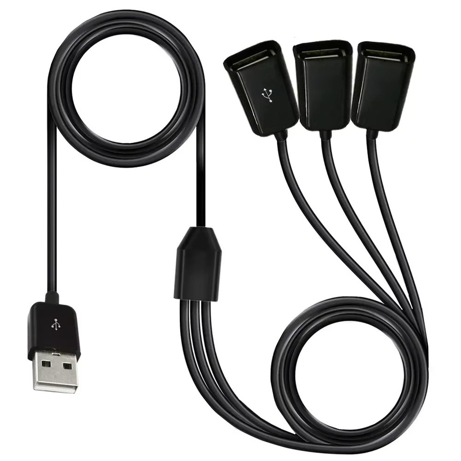 MACDOT 3-in-1 USB-Verlängerungskabel mit Y-Splitter, 3A Schnellladefunktion, USB-A auf USB-Buchse, Länge: 1 m - Bild 3