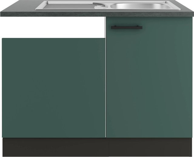 OPTIFIT Verona405 Küchen-Spülenschrank-Set in Steingrün mit modernem Design und melaminbeschichteten Türen - Bild 1