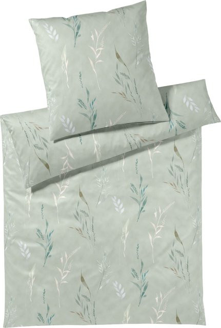Bettwäsche ENSEMBLE Jersey Floral Green mit Bettbezug und Kissenbezug, B/H: 135 x 200 cm und 80 x 80 cm - Bild 1