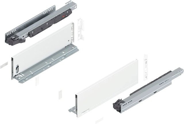 Blum Legrabox Pure Set Schubladenauszug mit Tip-On Vollauszug, Seidenweiß, Tiefe: 400 mm, 1 Paar - Bild 1