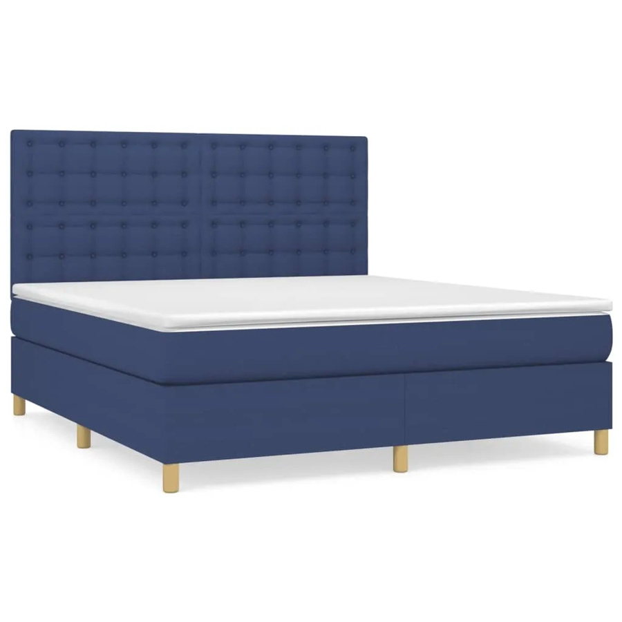 vidaXL Boxspringbett Hybrid mit Matratze Blau Stoff B/T: 160 x 200 cm - Bild 2