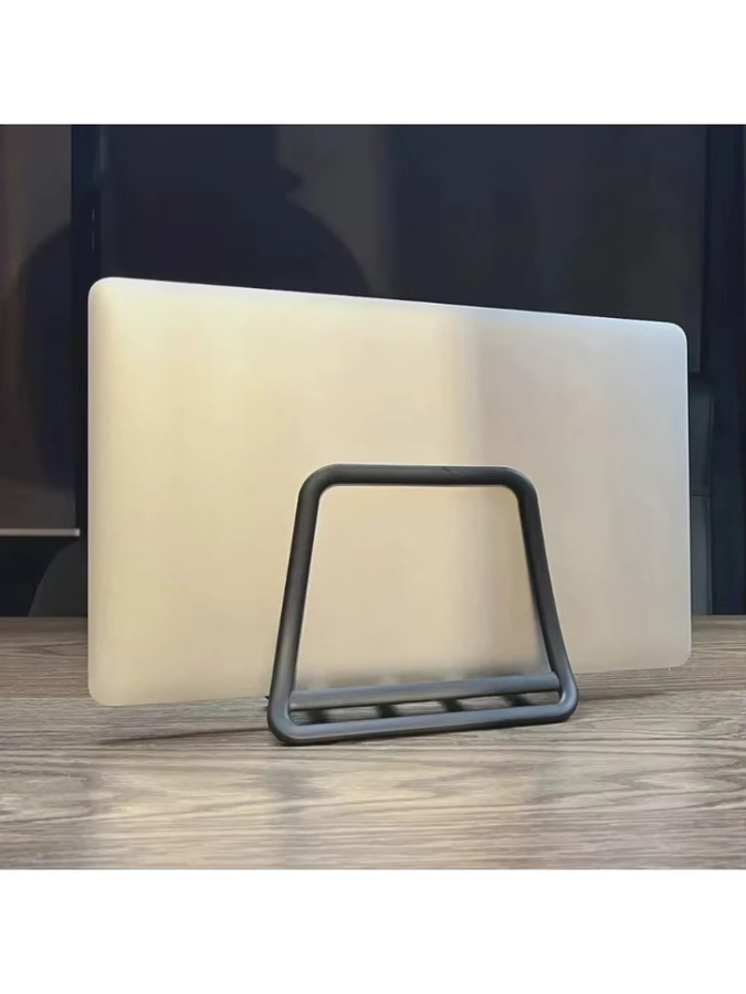 Universeller faltbarer Laptop- und Tablet-Ständer in Schwarz als vielseitiger vertikaler Tischständer - Bild 4
