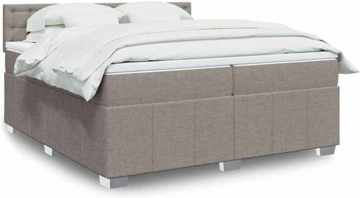 Vidaxl Boxspringbett mit Matratze in Taupe Meliert aus Stoff und Holzwerkstoff B/T/H: 200 x 200 x 100,5 cm - Bild 1