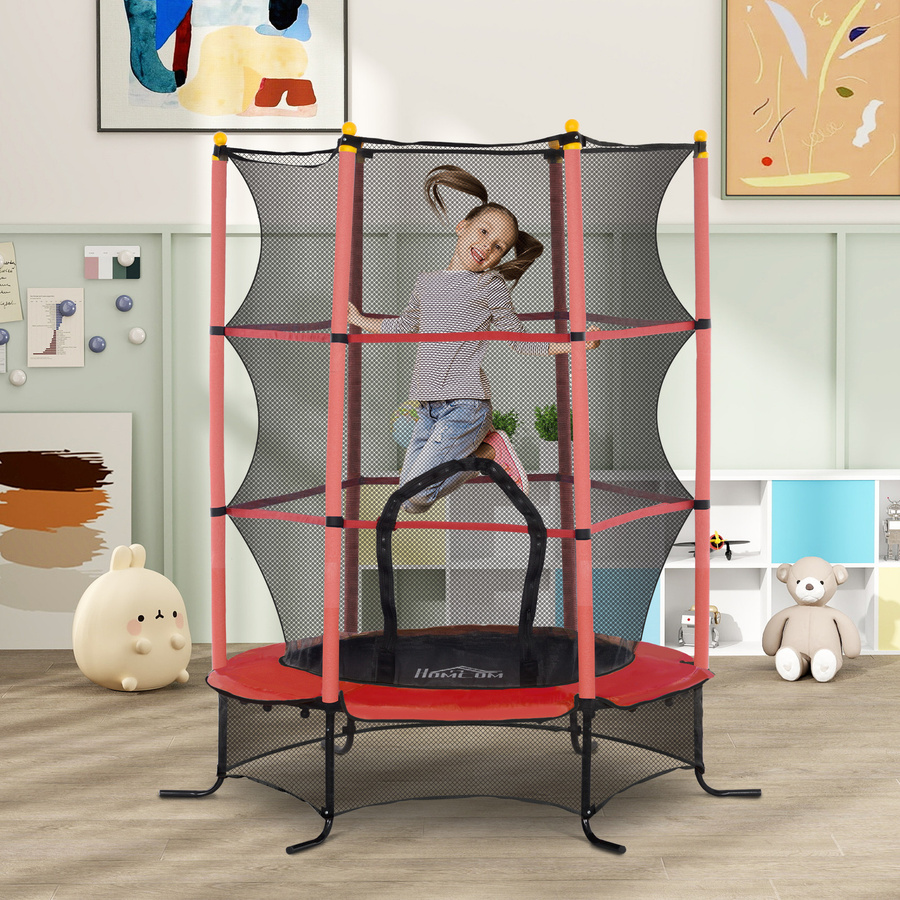 HOMCOM Kindertrampolin mit Sicherheitsnetz und Randabdeckung, Rot - Bild 2