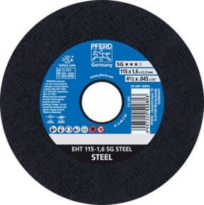 PFERD Trennscheibe EHT Leistungslinie SG STEEL für Stahl, schwarz, Durchmesser: 115 mm, Breite: 1,6 mm, Bohrung: 22,23 mm - Bild 1