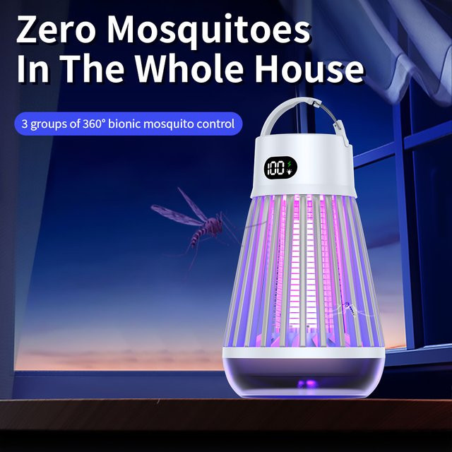 ESMARTER Tragbare Outdoor-Mückenschutzlampe in Weiß, wasserdichter Insektenvernichter für Zuhause und Freien - Bild 1