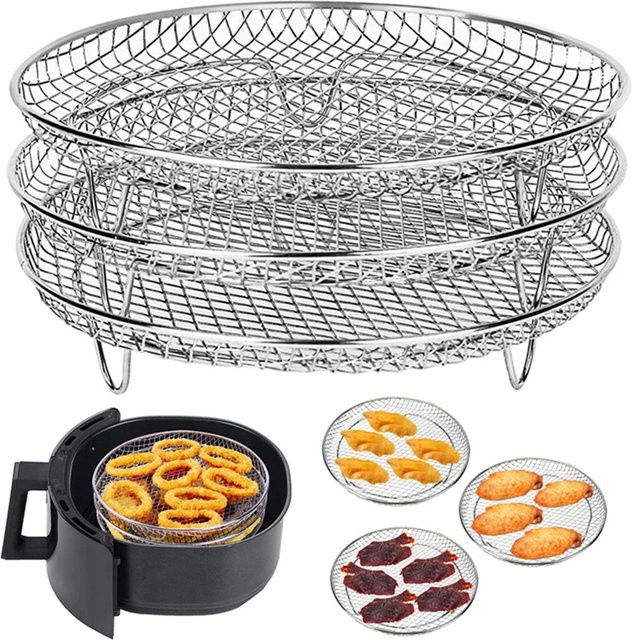 Willstar Air Fryer Backständer aus Metall in Silber, runder Ofen und Grill Rack als Zubehör für Cosori, Instant Vortex, Ninja und Philips - Bild 1