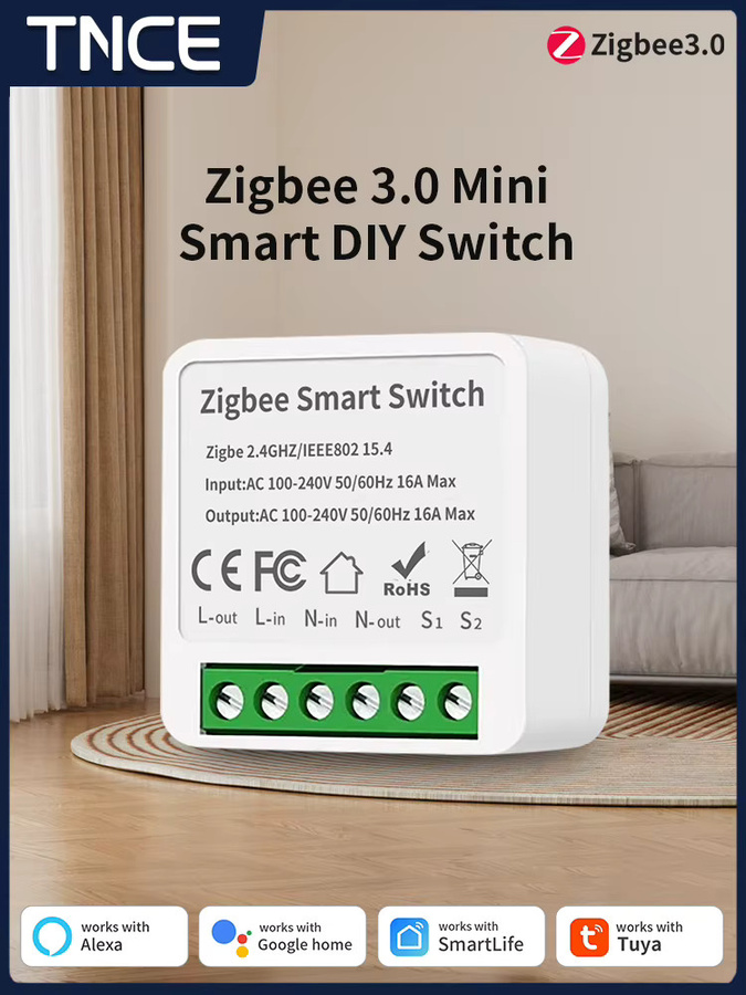 TNCE Tuya Zigbee 3.0 Smart Switch Modul 16A in Weiß für 2-Wege-Steuerung und Sprachsteuerung mit Alexa und Google Home - Bild 4