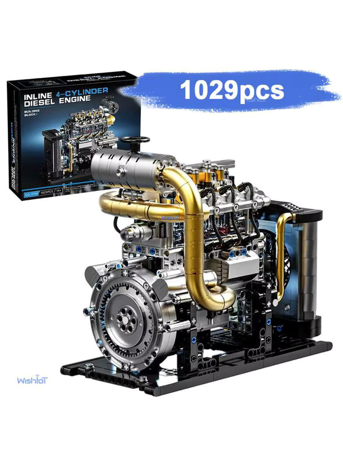 wishiot Diesel-Reihenvierzylinder Simulationsmotor-Modell, Bausatz, 1029 Teile - Bild 4