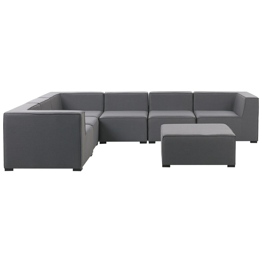 Beliani Lounge Set AREZZO in Dunkelgrau mit Ottoman, L-Form, B/T/H: 250 x 320 x 65 cm - Bild 2