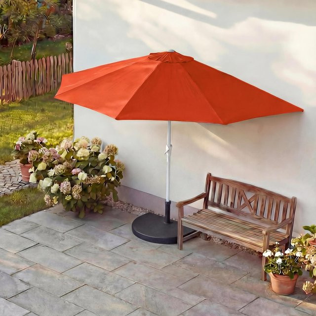 MCW Sonnenschirm Lorca halbrund in Terracotta mit Ständer, Balkonschirm aus Polyester und Alu mit UV-Schutz UPF 50+, Durchmesser: 300 cm - Bild 1