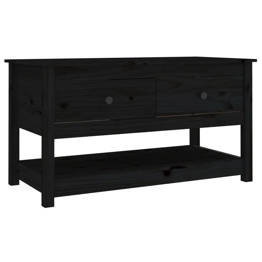 vidaXL Couchtisch aus massivem Kiefernholz in Schwarz, rechteckig, B/T/H: 102 x 49 x 55 cm - Bild 2