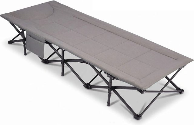 Sekey Feldbett Campingbett mit integrierter Matratze und Stahlrohrgestell, Grau, B/T/H: 190 x 71 x 30 cm - Bild 1
