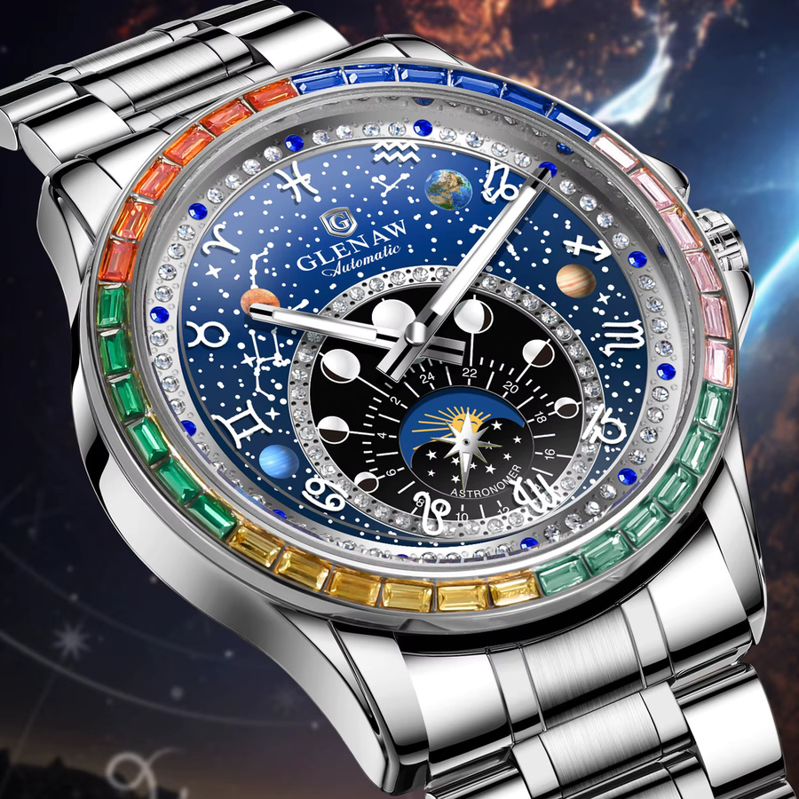 GLENAW Mechanische Uhr, Edelstahl, Gold, Herren - Bild 3