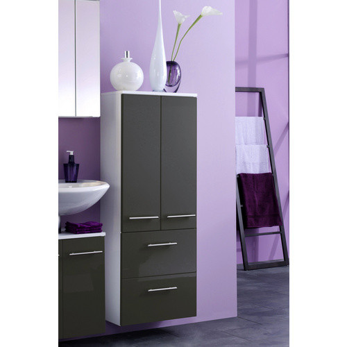 HELD MÖBEL Midischrank Parma in Grau mit Türen und Schubladen, B/T/H: 50 x 27 x 130 cm - Bild 1