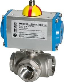 Riegler ES-Kuha pneumatischer Stellantrieb doppeltwirkend in Blau mit L-Bohrung und Rp 1 - Bild 1
