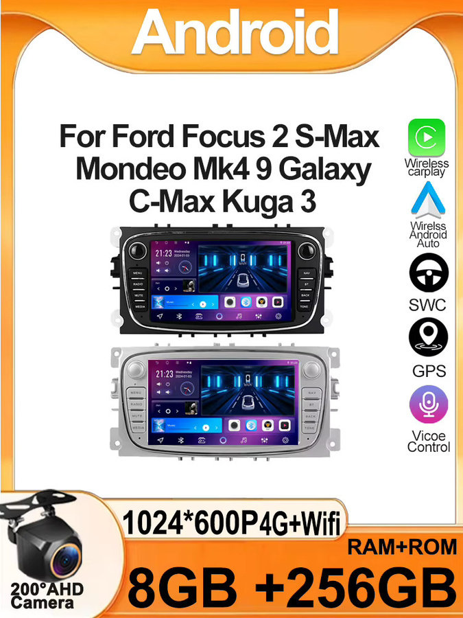 Forefeel Android Multimedia Autoradio mit WiFi und GPS Navigation für Ford Focus Mondeo C-MAX S-MAX Galaxy II Kuga in Schwarz - Bild 6