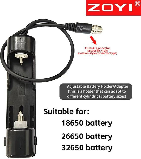 Verstellbarer Batteriehalter-Clip-Ständer in Schwarz für die Innenwiderstandsprüfung von 18650, 26650 und 32650 Li-Ionen-Batteriezellen - Bild 1