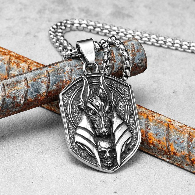 Metal Town Halskette Anubis Anhänger, Edelstahl, Silber, Herren - Bild 1
