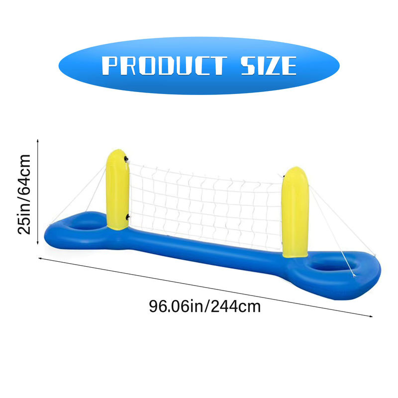 Aufblasbares Inground Pool Wasserspielzeug Set mit Volleyballnetz, Basketballkorb und Handtor in Blau/Gelb - Bild 3