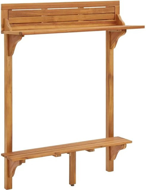 vidaXL Balkon-Stehtisch aus Akazienmassivholz und Metall, braun, B/T/H: 90 x 37 x 122,5 cm - Bild 1