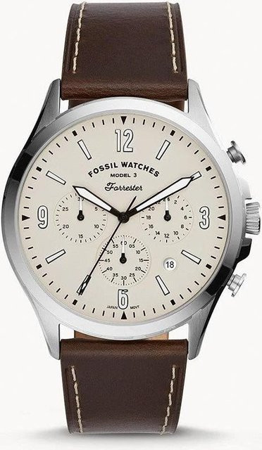 Fossil Armbanduhr Quarz, Edelstahl, Weiß, Herren - Bild 1