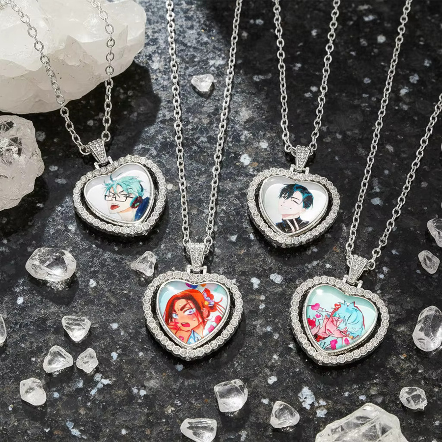Halskette KF Ornament, Pfirsich-Herz-Anhänger, Silber, Zirkonia, Unisex - Bild 2